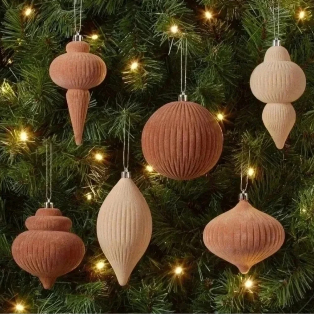 Target Wondershop Textured Ornament Set - Brown and Cream